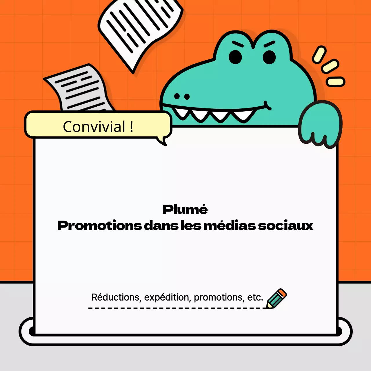 Annonces de médias sociaux de petites entreprises en orange kitsch