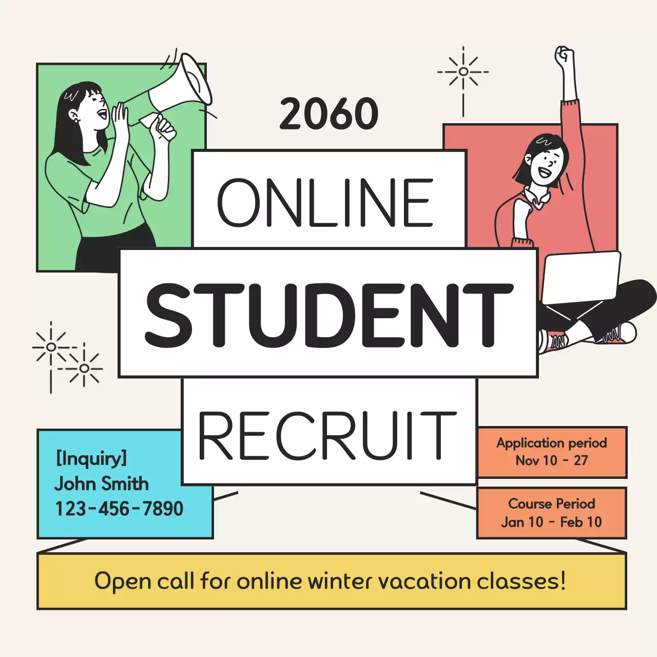 Beige Modern Student Recruitment Announcement Social Media Post