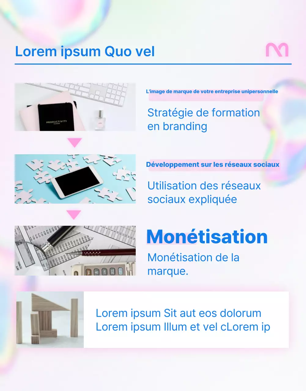 Offre d'emploi simple en rose et bleu