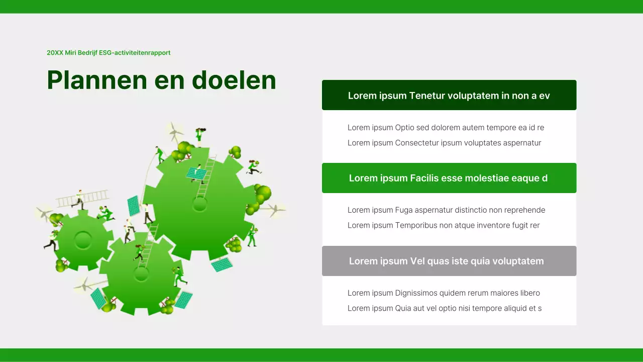 Een eenvoudig rapport over maatschappelijk verantwoord ondernemen in groen en grijs
