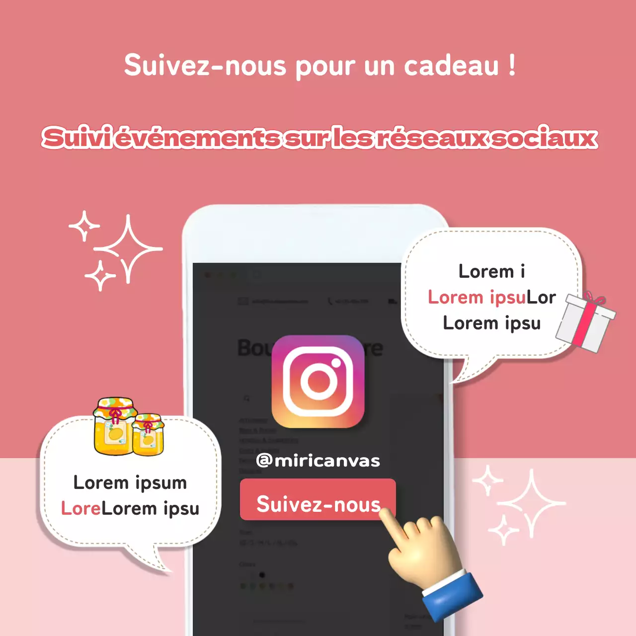 Promouvoir un événement kitsch de suivi rouge et rose