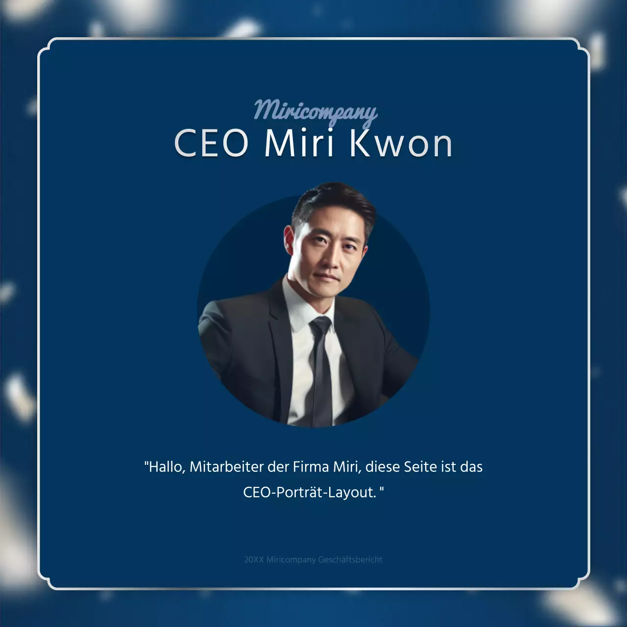 Ein luxuriöser Leistungsbericht zum Jahresende in Marineblau und Silber