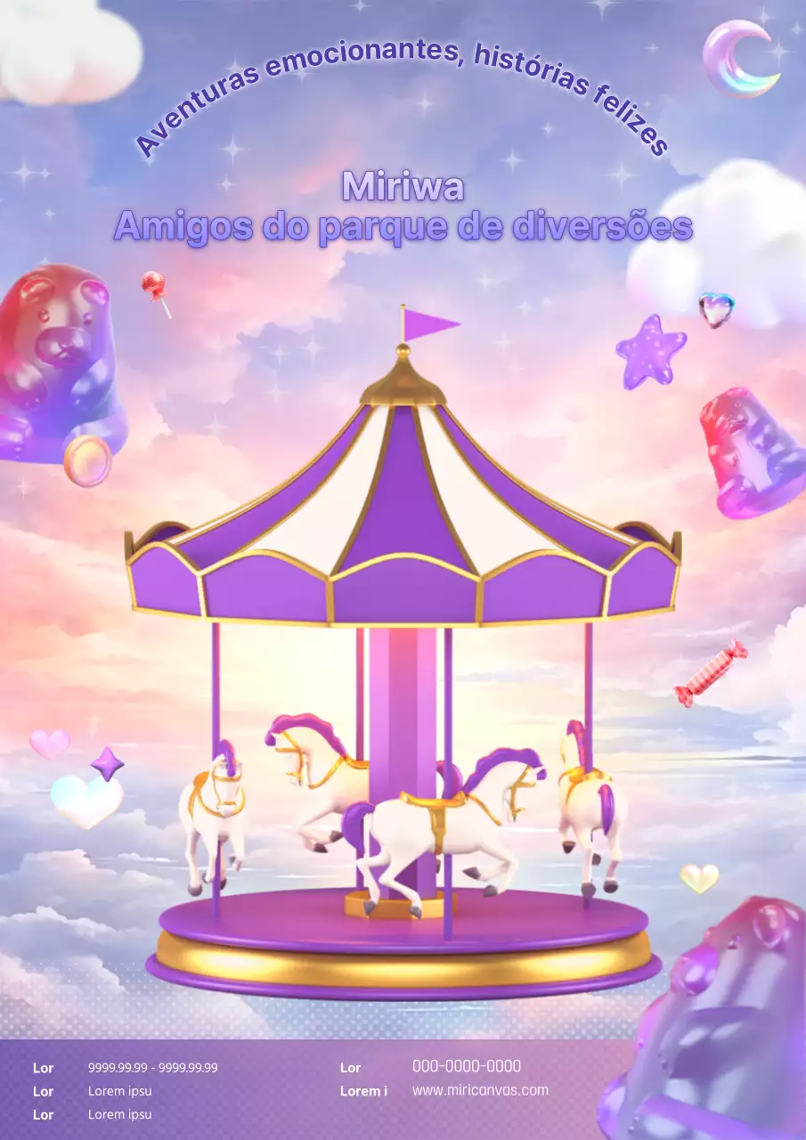 Promover um teatro infantil giro em roxo e cor-de-rosa