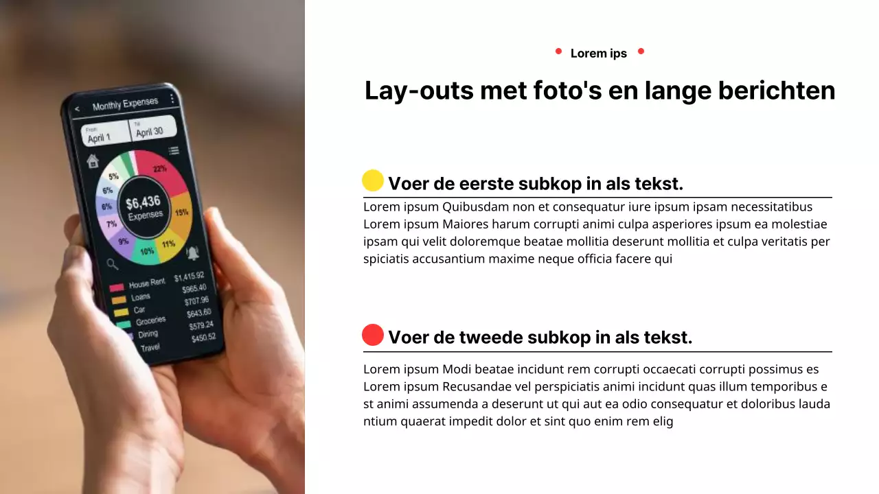 Geometrisch zakelijk rapport in geel en rood