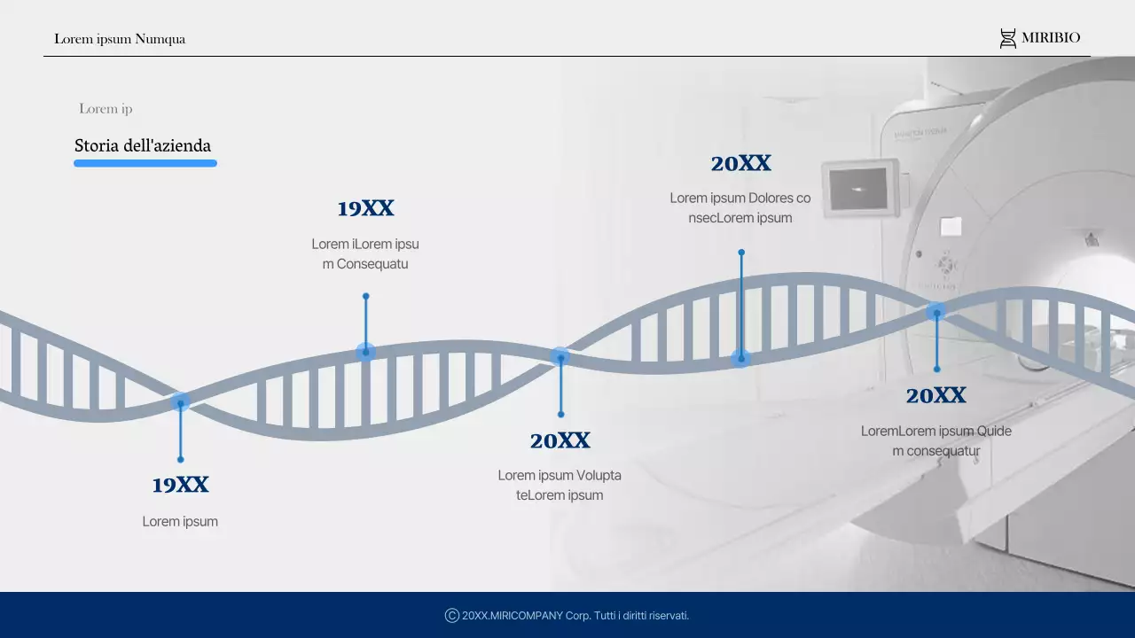 Profilo di un'azienda sanitaria e farmaceutica moderna in blu e azzurro