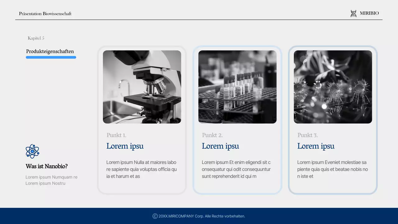 Modernes Gesundheits- und Pharmaunternehmensprofil in Marine und Blau