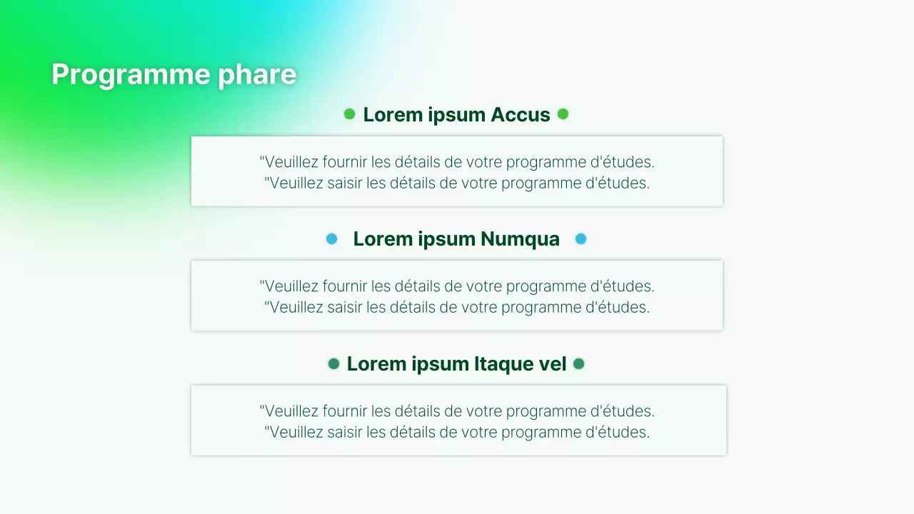 Une présentation simple du portfolio de l'instructeur en vert et bleu clair