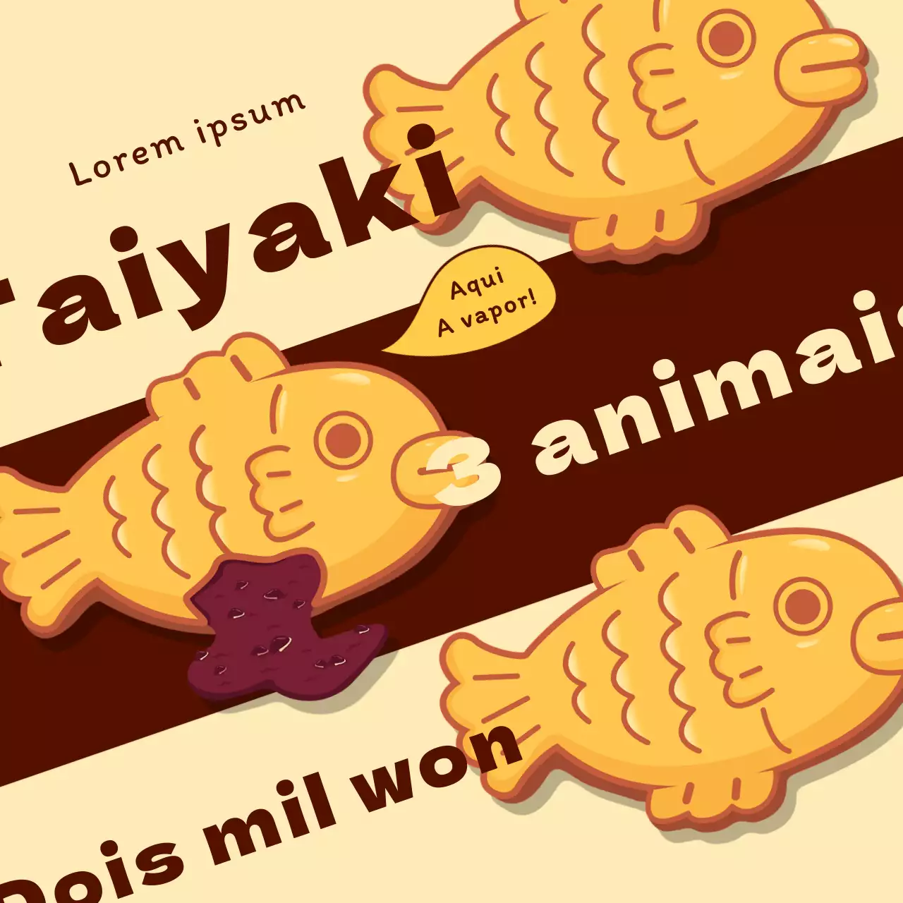 Promover pãezinhos de taiyaki bege e castanho