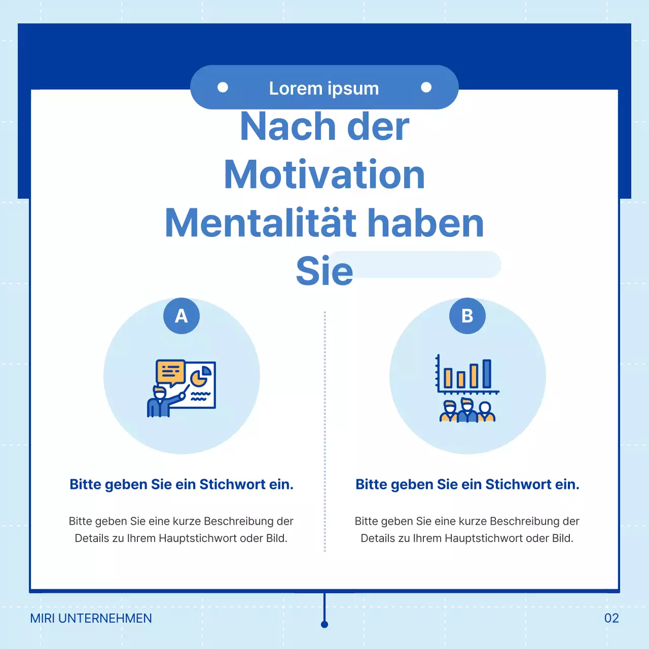 Einfache blaue und hellblaue Corporate Training Beratung Illustration