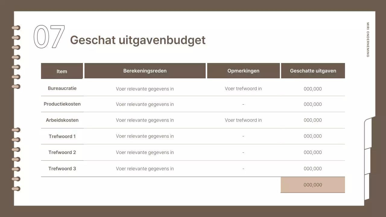 Eenvoudige, gemerkte evenementenplanner in bruin