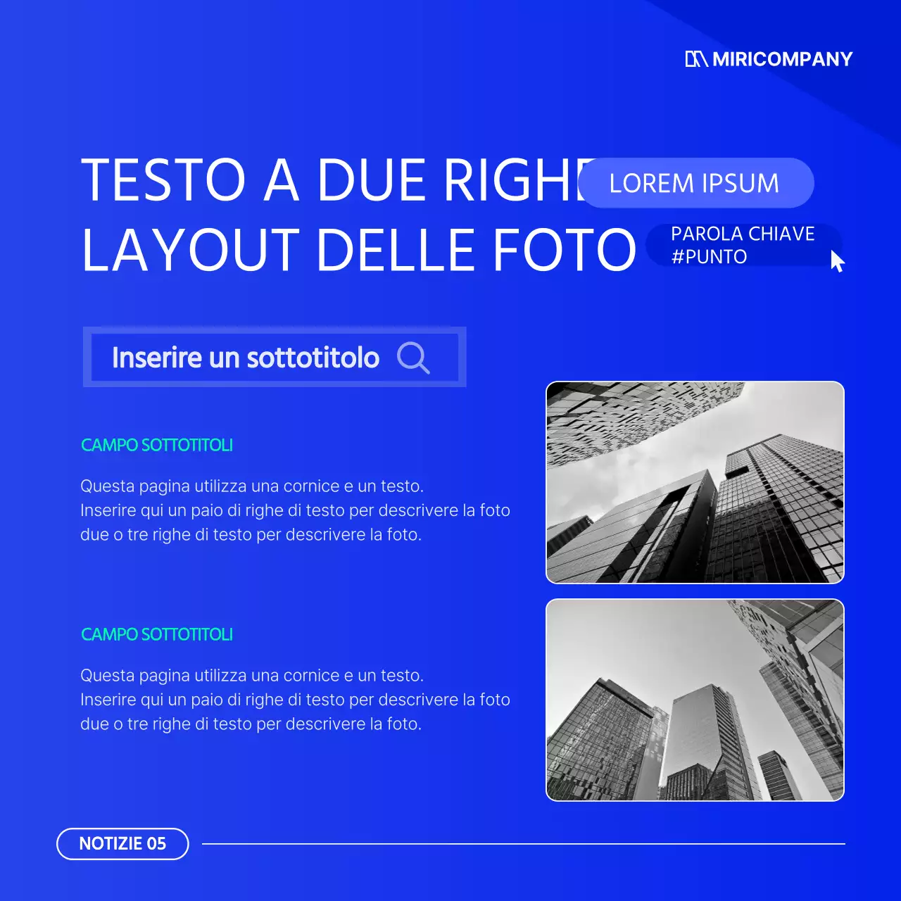 Una semplice newsletter aziendale in bianco e blu