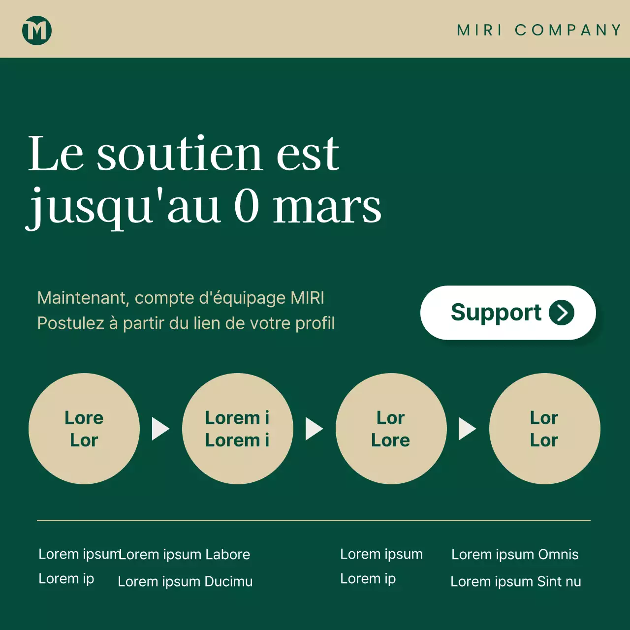Annonce moderne de recrutement d'une équipe en vert et beige