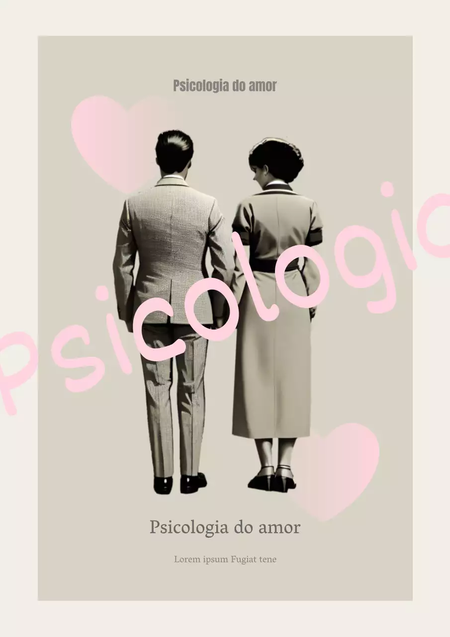 Capa clássica de psicologia do amor em bege e cor-de-rosa