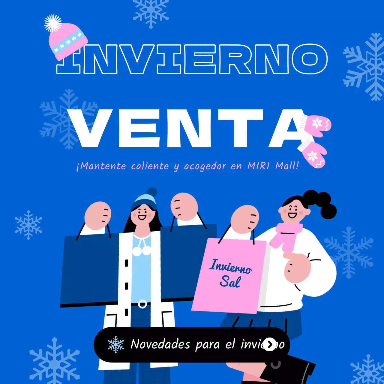 Promocione una venta de invierno kitsch en azul