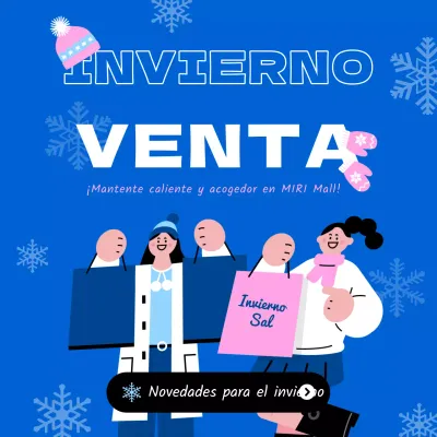 Promocione una venta de invierno kitsch en azul