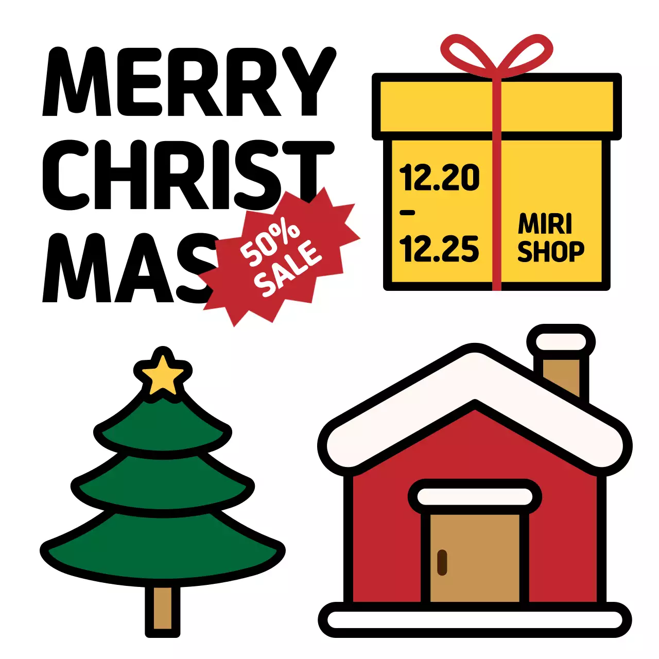 아이콘을 이용한 심플한 크리스마스 할인 이벤트