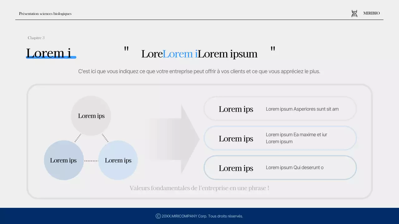 Profil d'une entreprise moderne de soins de santé et de produits pharmaceutiques en bleu et bleu marine