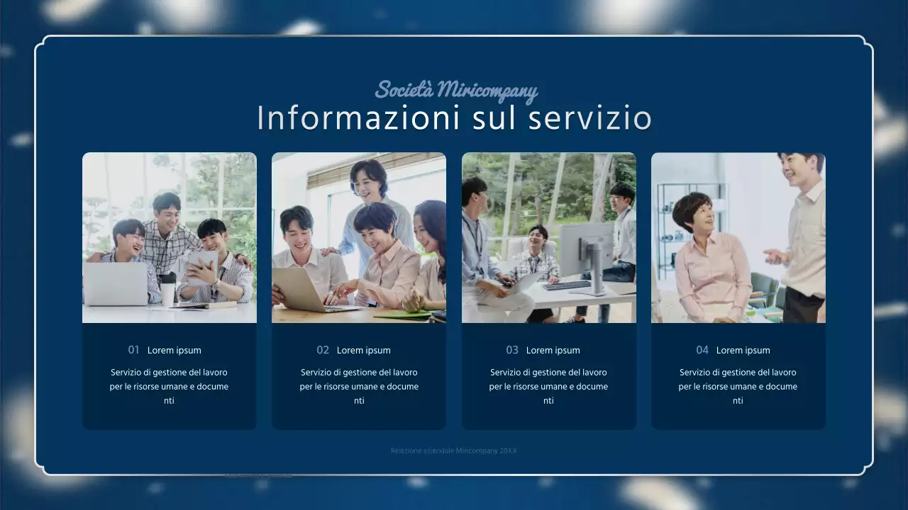 Un lussuoso rapporto sulle prestazioni di fine anno in blu navy e argento