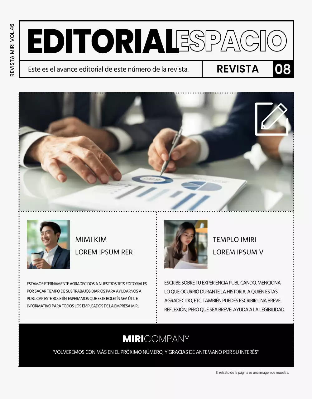 Moderna revista interna de empresa en gris y negro