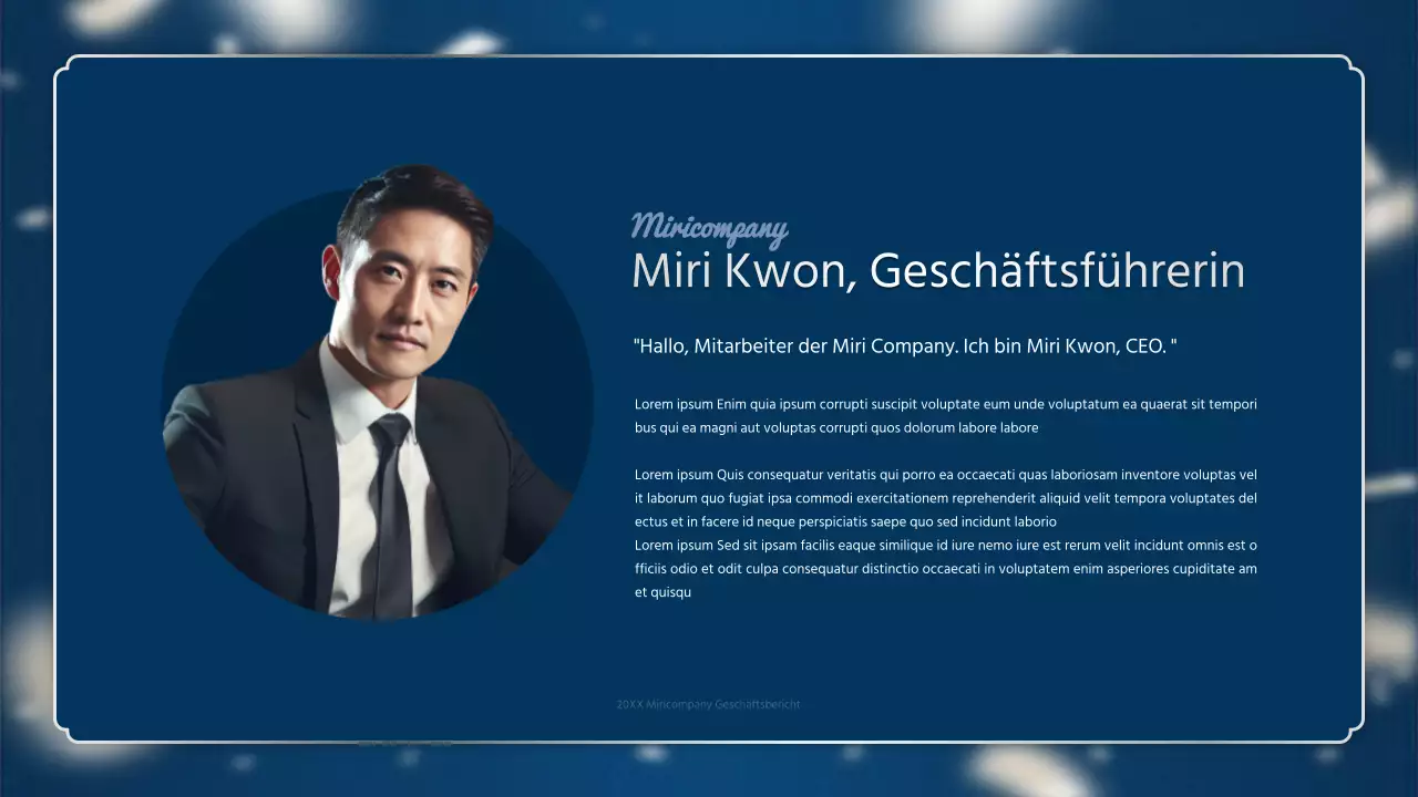 Ein luxuriöser Leistungsbericht zum Jahresende in Marineblau und Silber