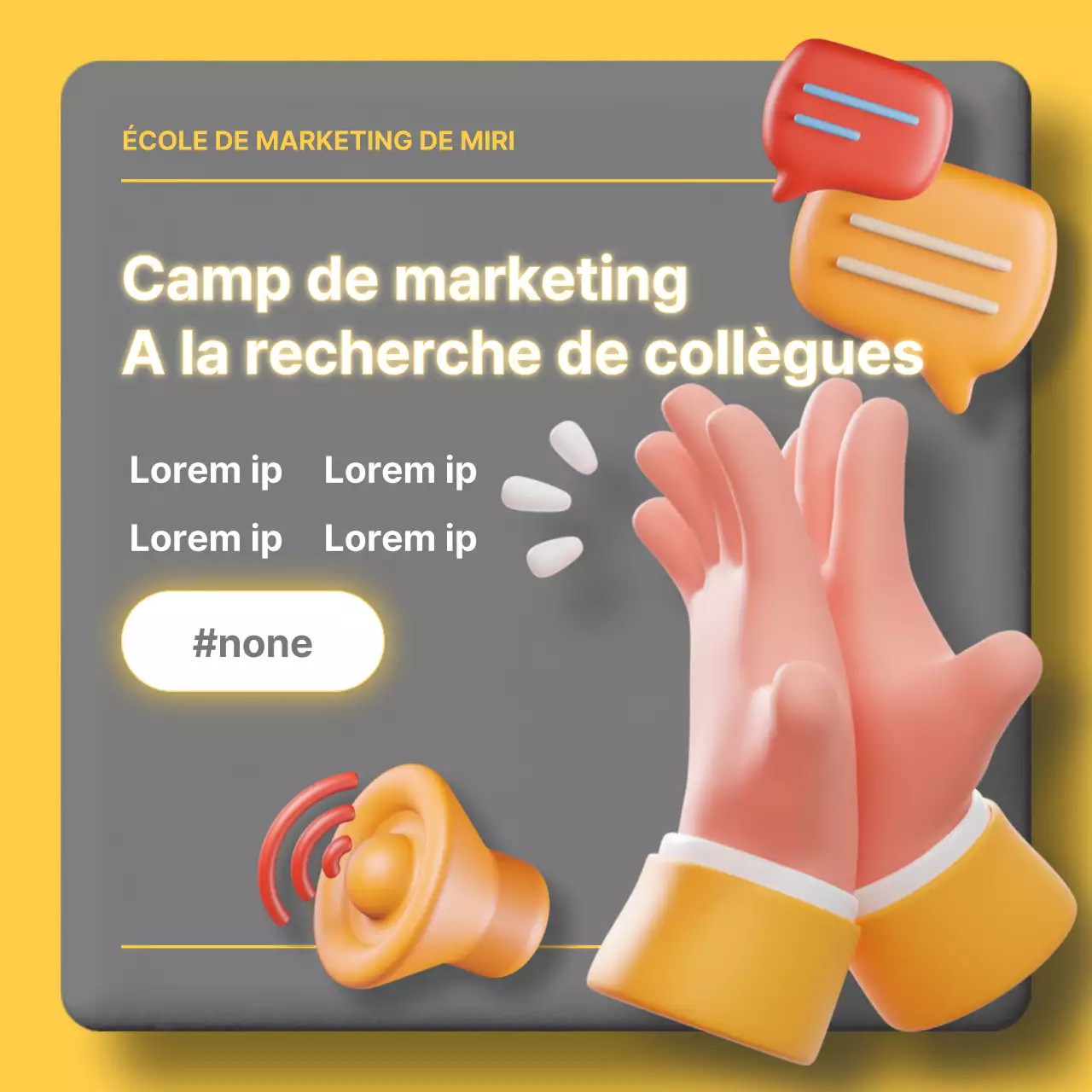 Promouvoir le recrutement dans les camps de marketing jaune et gris et chaleureux