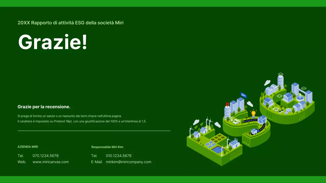 Un semplice rapporto sulla responsabilità sociale d'impresa in verde e grigio