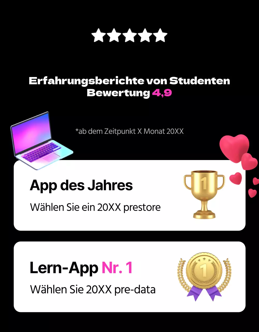 Förderung des Erlernens der englischen Sprache in Schwarz und Rosa