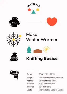 White Minimal Knitting Workshop Announcement Poster
