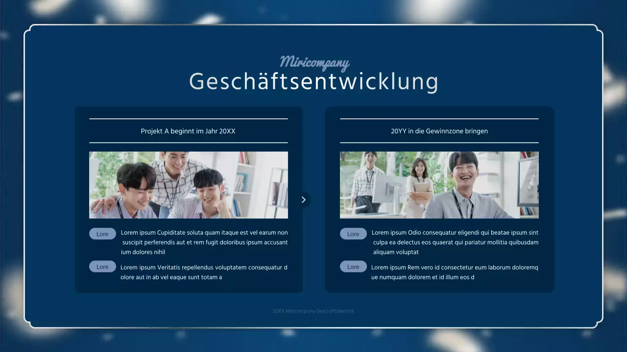 Ein luxuriöser Leistungsbericht zum Jahresende in Marineblau und Silber