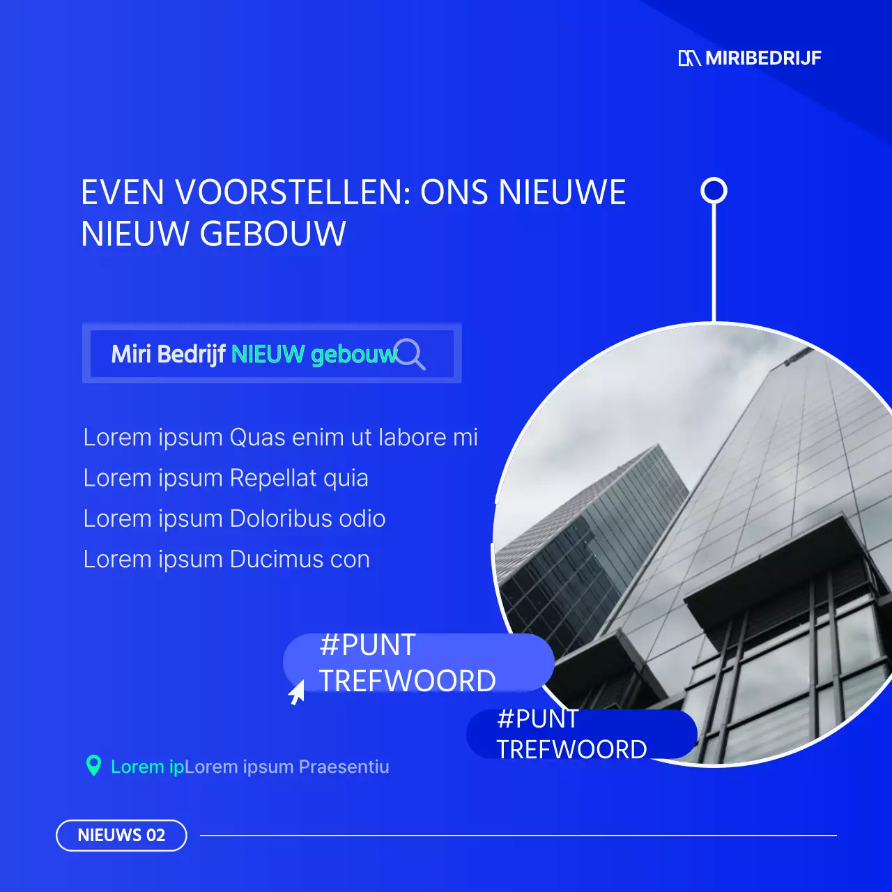 Een eenvoudige blauw-witte zakelijke nieuwsbrief