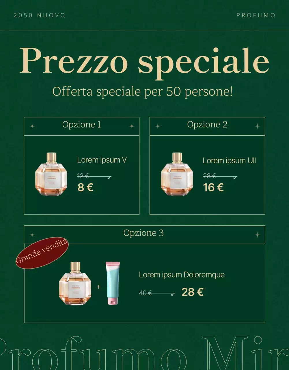 Promuovere una fragranza natalizia verde e lussuosa