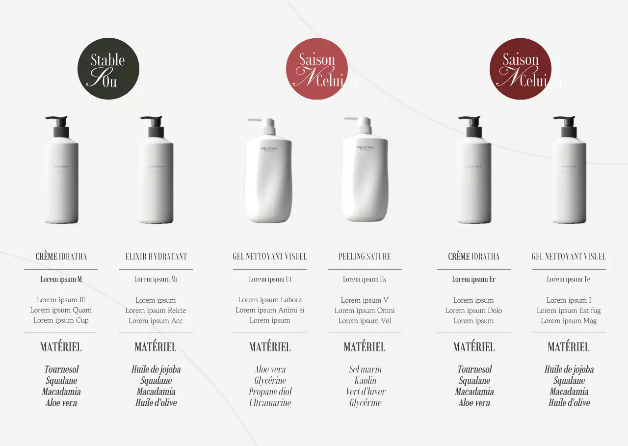 Présentation d'une marque de cosmétiques esthétiques sophistiqués