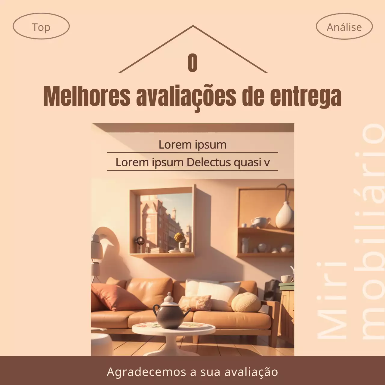 Anúncio moderno de revisão de entregas em bege e castanho