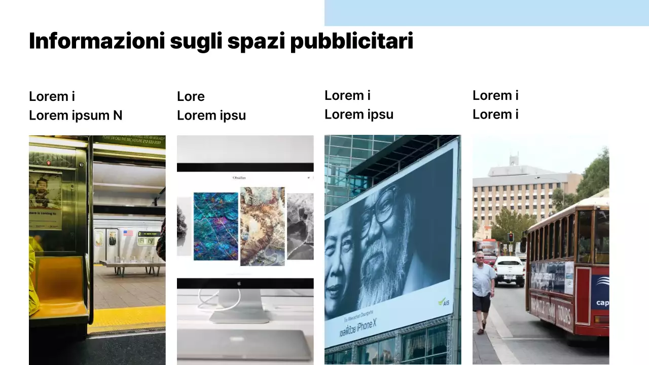 Proposta di media pubblicitari moderni in azzurro
