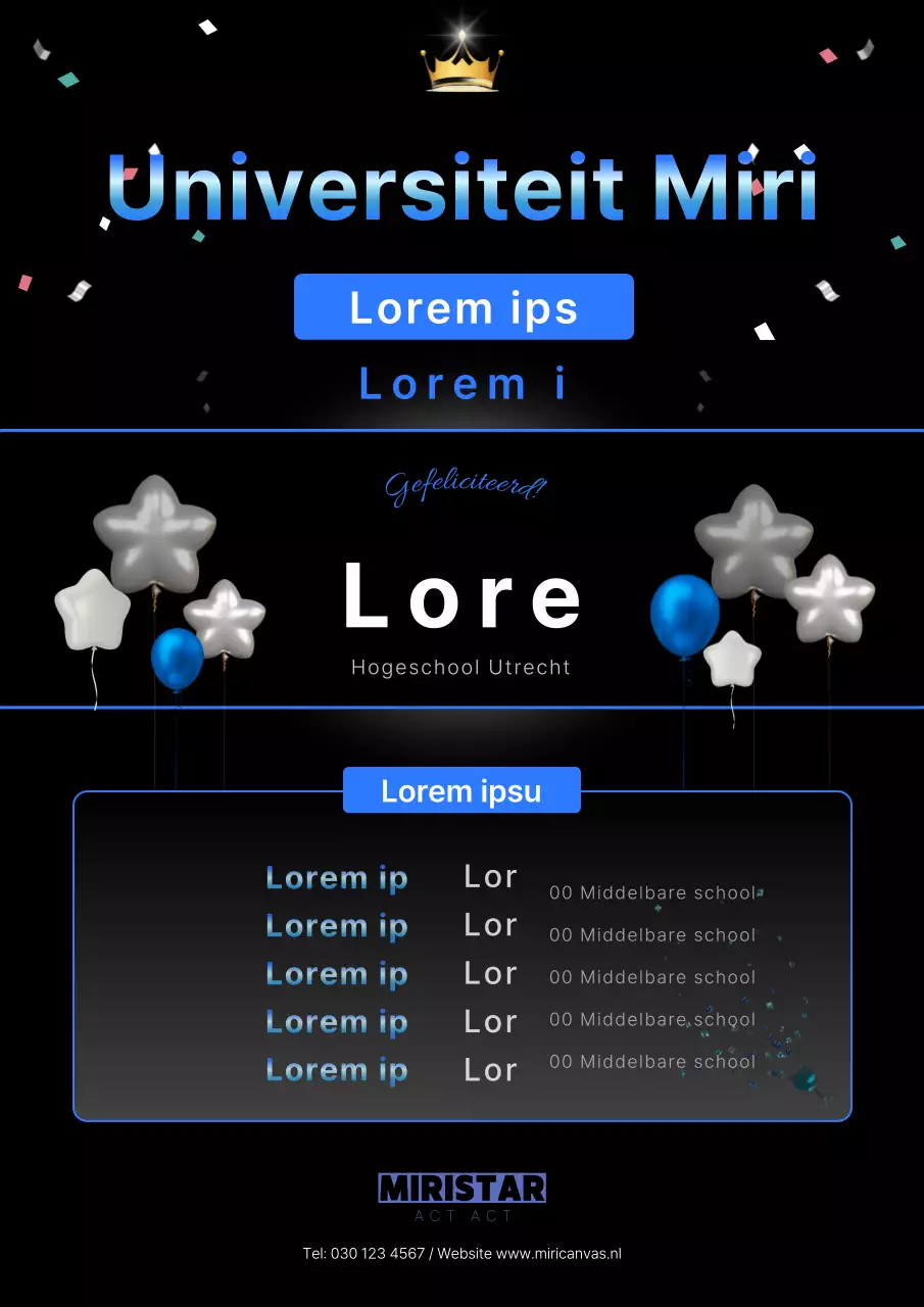 Trendy zwart-blauwe felicitatie advertenties