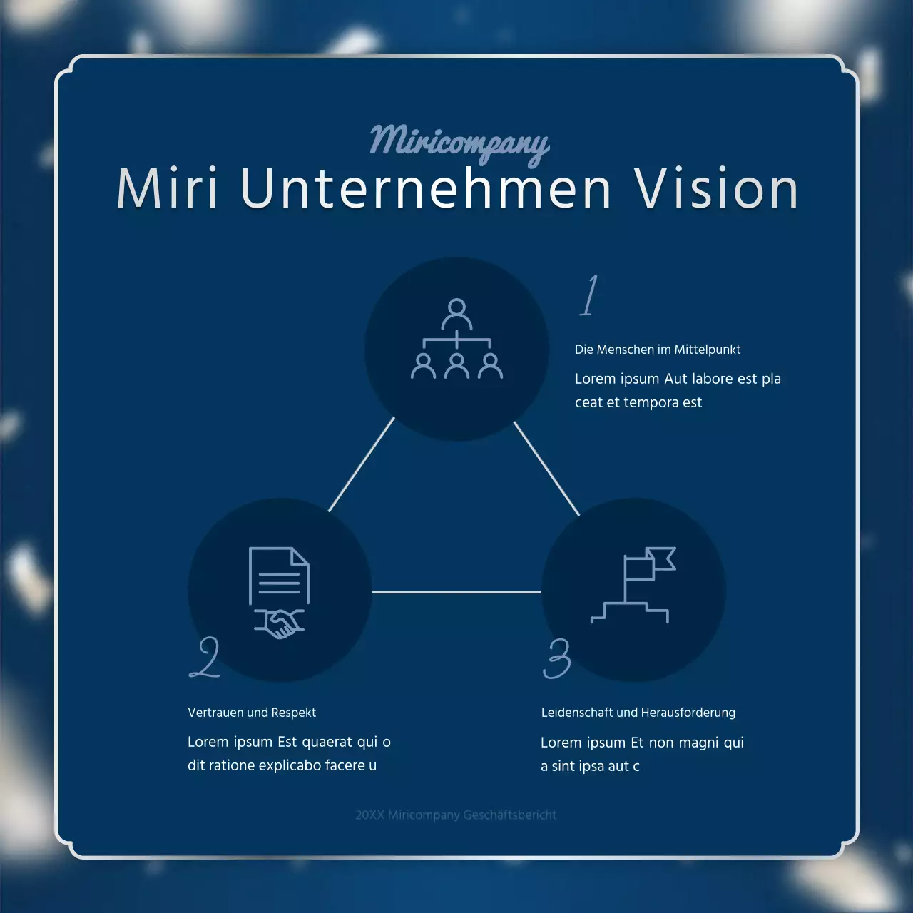 Ein luxuriöser Leistungsbericht zum Jahresende in Marineblau und Silber