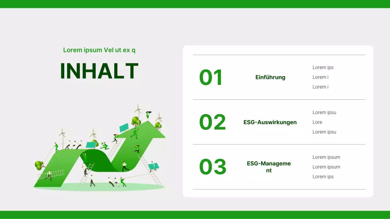 Ein einfacher Bericht zur sozialen Verantwortung von Unternehmen in Grün und Grau