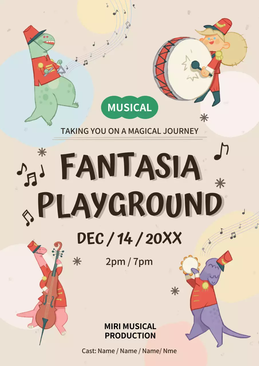 Beige Playful Musical Event Promotion Poster