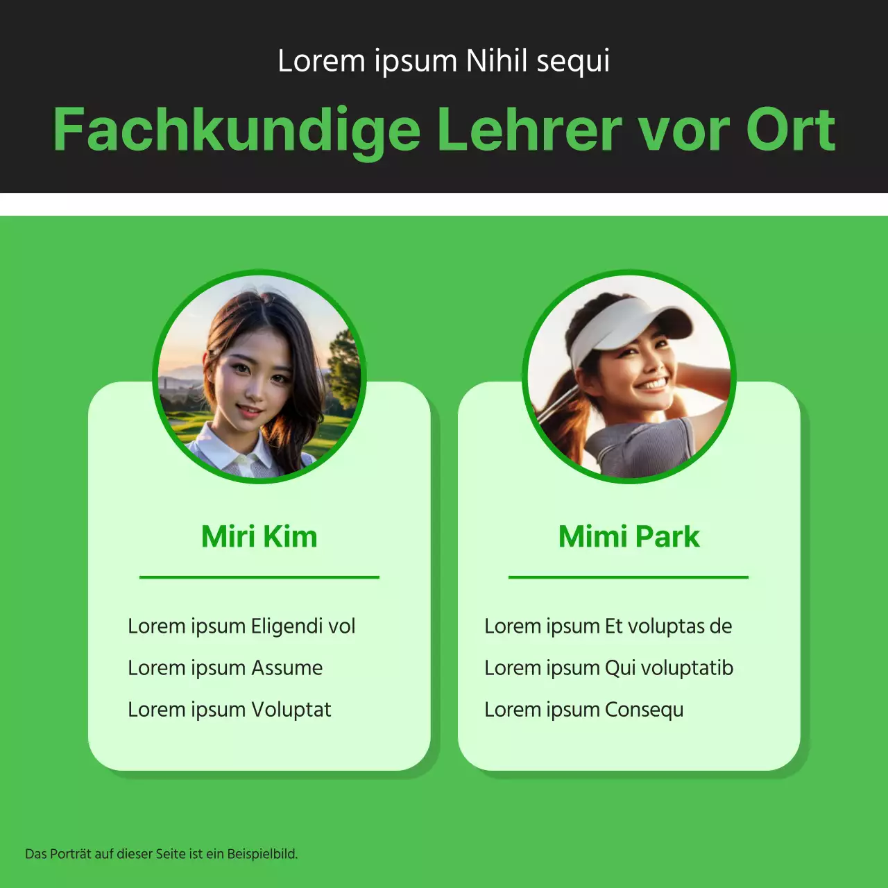 Minimalistische Golfschlägeranzeige in Grün und Blau