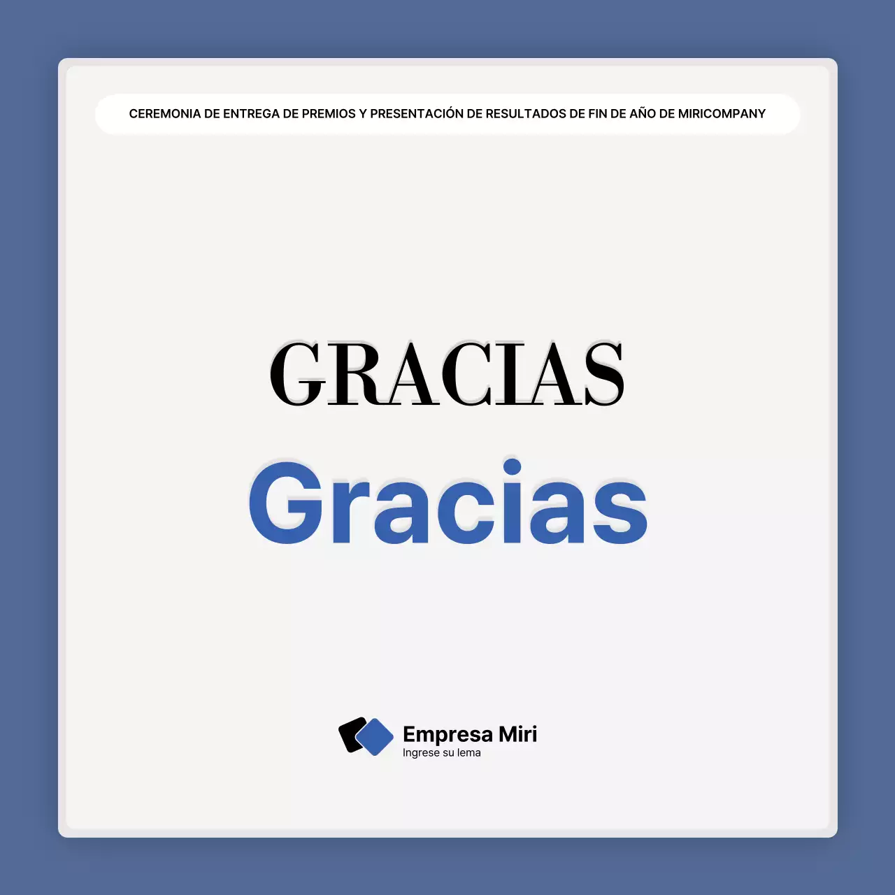 Una sencilla presentación en blanco y azul de los resultados y un informe de fin de año.