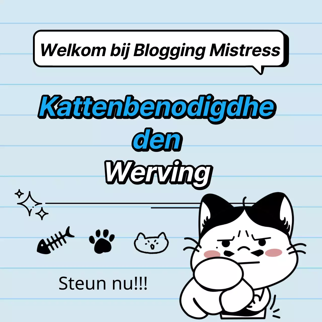 Een eenvoudige, lichtblauw met witte kattenbak promoten