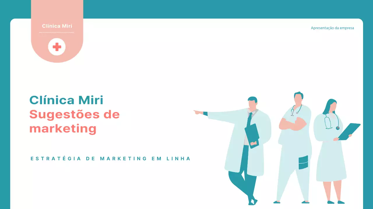 Proposta simples de marketing hospitalar em azul e vermelho
