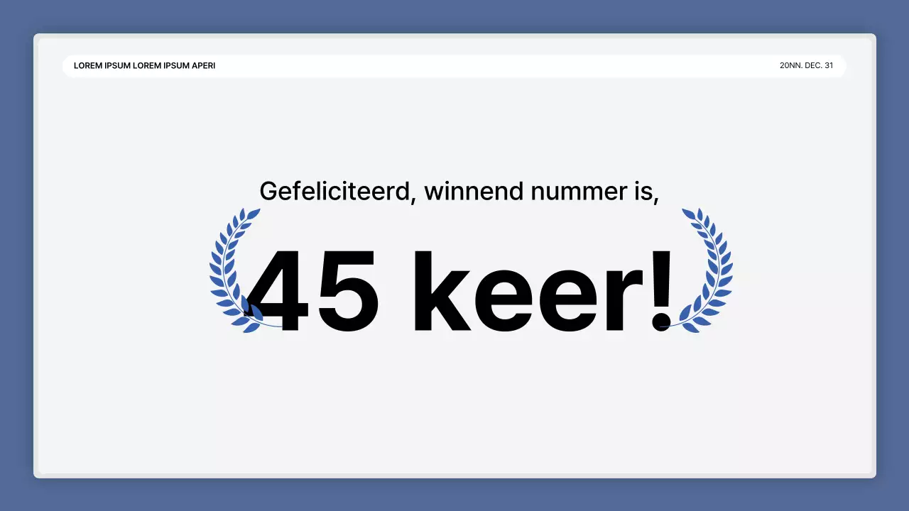 Een eenvoudige blauw-witte prestatiepresentatie en verslag van het eindejaarsevenement