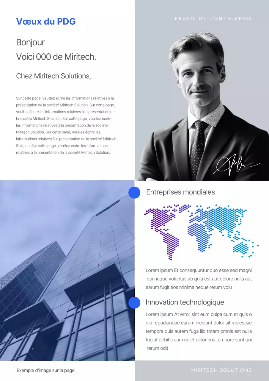 Lettre d'entreprise moderne en bleu et noir