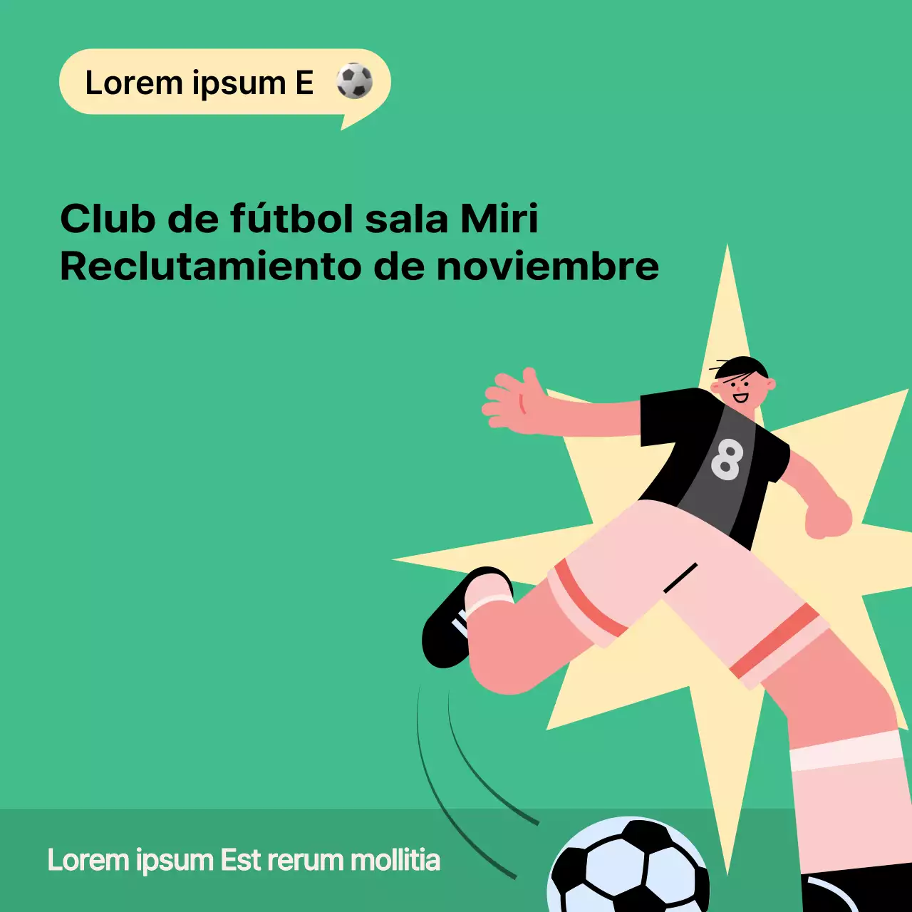 Promover un club de fútbol sala kitsch y chartreuse para captar nuevos socios.