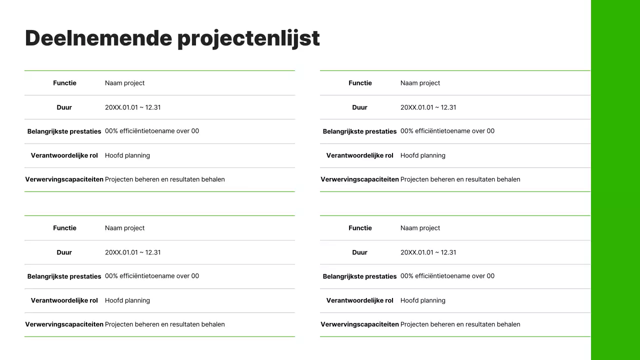 Een eenvoudige loopbaanportefeuille in groen