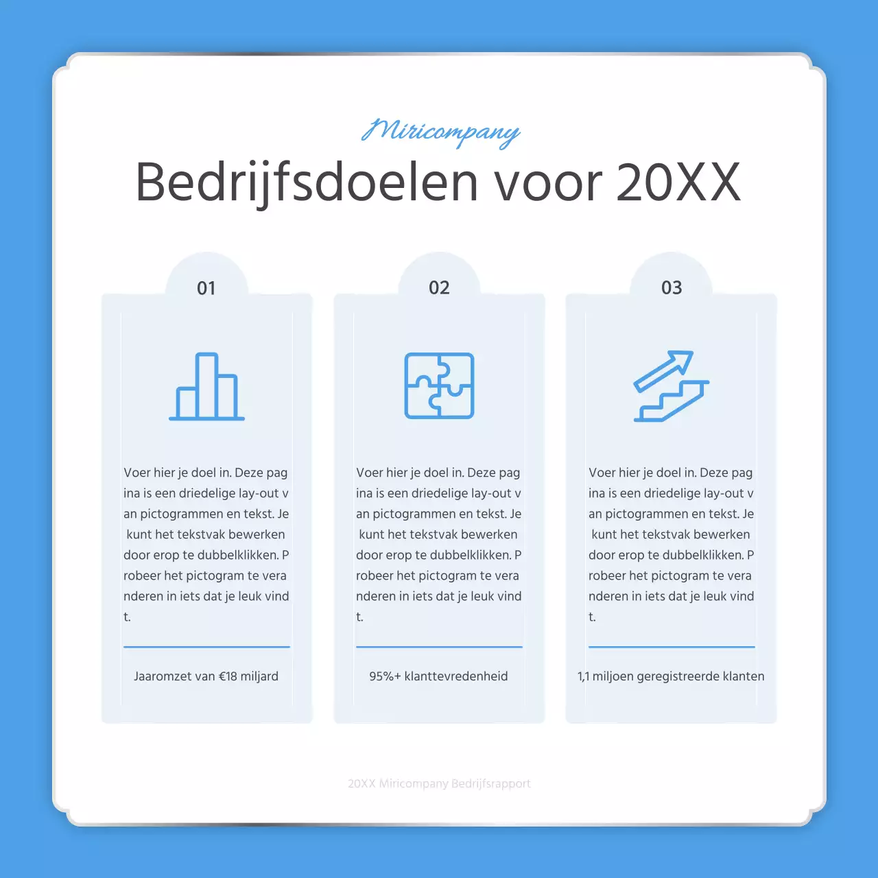 Een eenvoudige eindejaarsrapportage in lichtblauw en wit