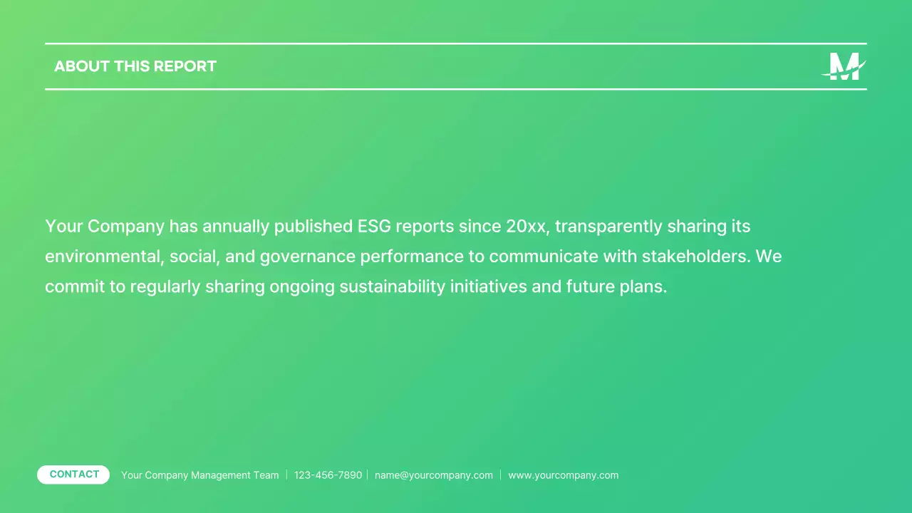 Green Modern 지속 가능성 보고서 문서 프레젠테이션