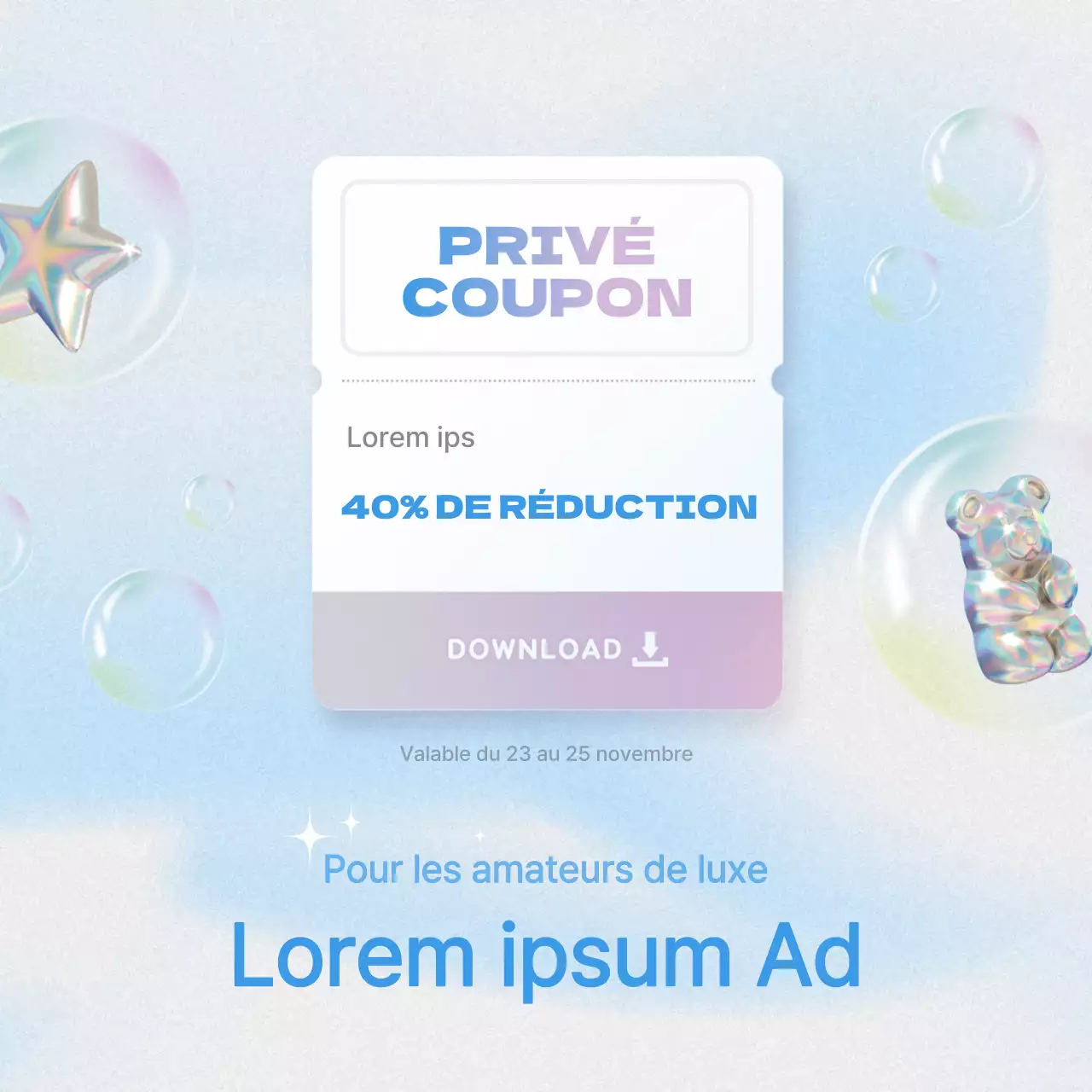 Annonces du vendredi noir en bleu clair, dans l'air du temps