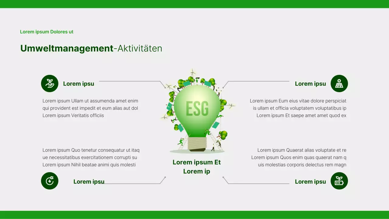Ein einfacher Bericht zur sozialen Verantwortung von Unternehmen in Grün und Grau